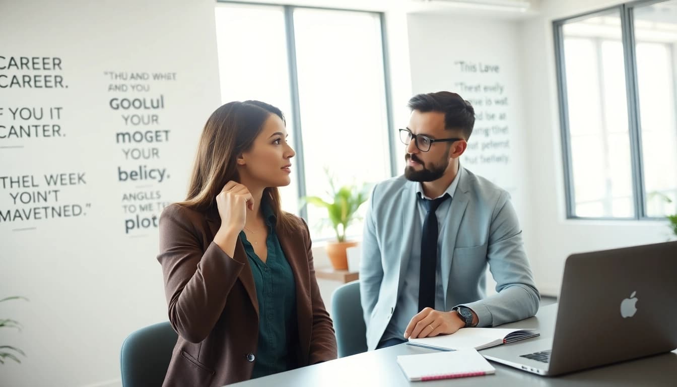 Engaging career coaching session with a professional guide focused on achieving personal goals.