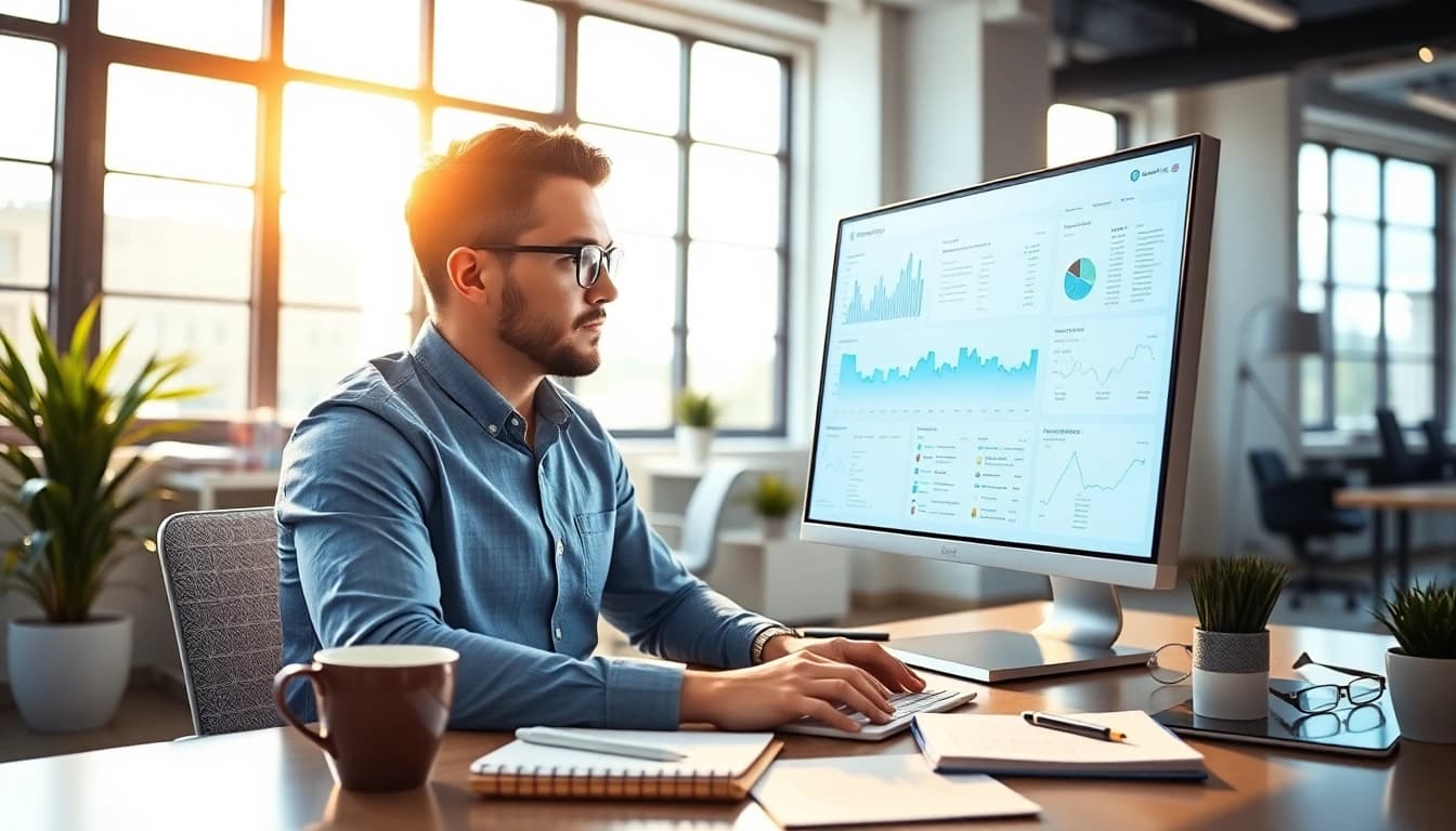 Boosting visibility and performance through Search Engine Optimization Clearwater strategies in a modern office.