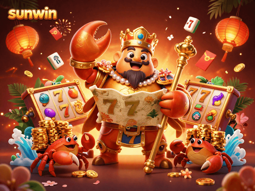 Experience sunwin's thrilling jackpot adventure with animated characters and vibrant casino elements