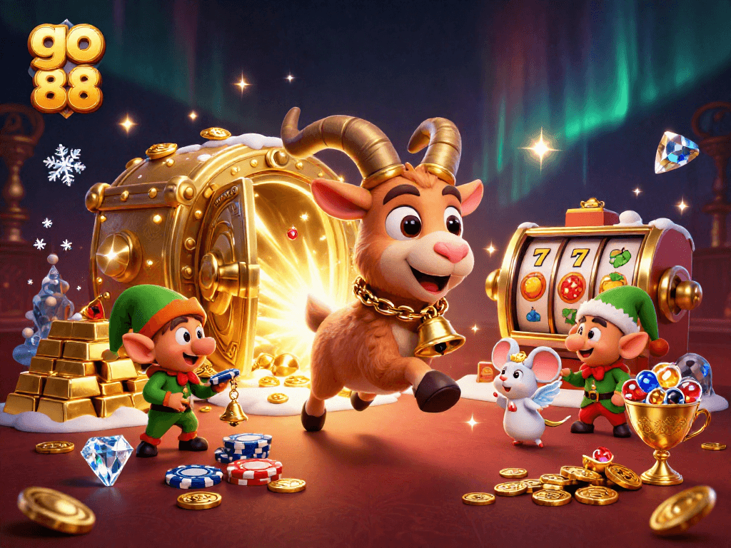 Join the holiday fun at go 88 with Krampus, a tiny angel mouse, and mischievous gremlins stealing chips!