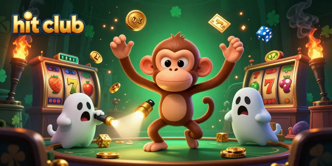 Engage in the hit club experience as the playful poltergeist monkey juggles golden casino prizes.