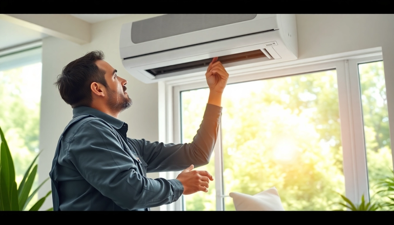 Qualified american standard hvac dealer performing maintenance on an air conditioning unit
