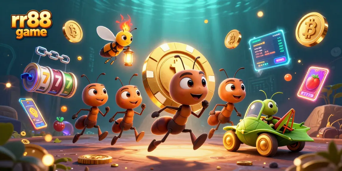 Experience thrilling action in the rr88 game with cartoon ants heisting a giant poker chip