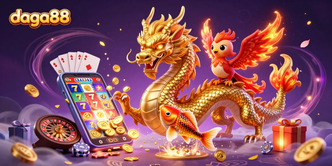 Experience thrilling wagers at daga88 with a golden dragon and games amidst riches!