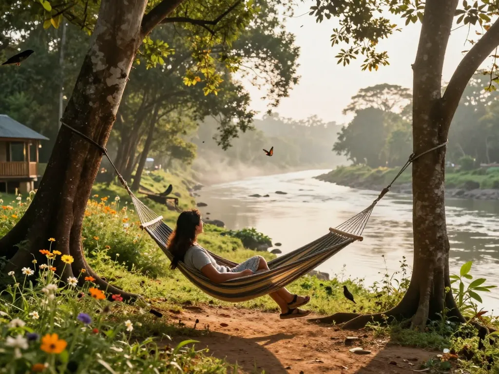 Dandeli resorts showcasing serene riverside views and lush nature, perfect for relaxation and adventure.