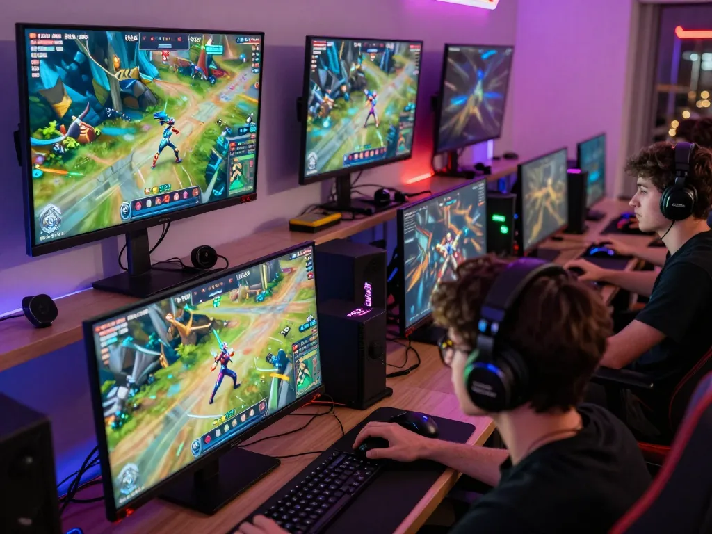 Energetic gaming environment with players immersed in action on the sun win platform, showcasing competitive gameplay.