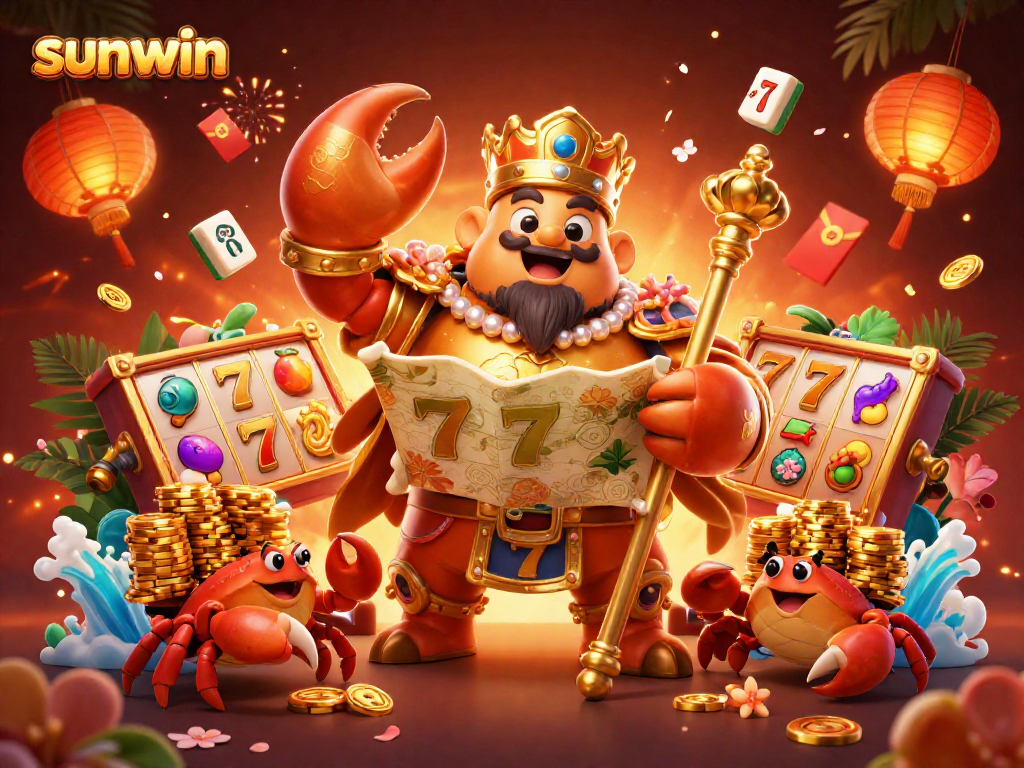 Experience sunwin's thrilling jackpot adventure with animated characters and vibrant casino elements