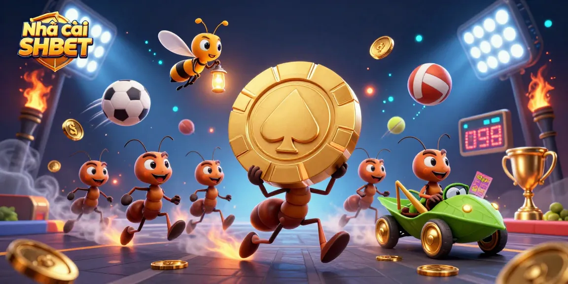 Experience the thrills of Nhà cái SHBET with this dynamic casino adventure illustration featuring animated characters and vibrant game elements.