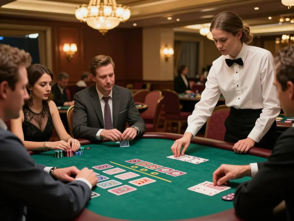 88xeng players strategizing at a blackjack table with elegant decor and ambient lighting