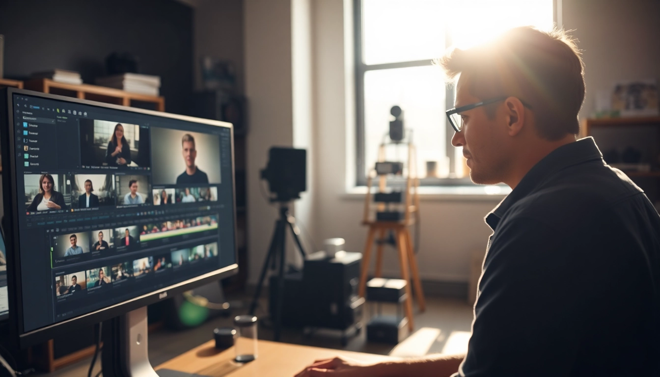 Creating a dynamic video content strategy in a bright editing studio.
