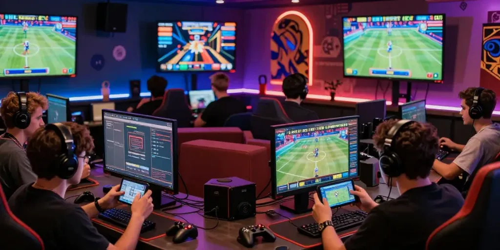Experience the thrilling M88 link mobile gaming scene with players engaging in lively online bets.