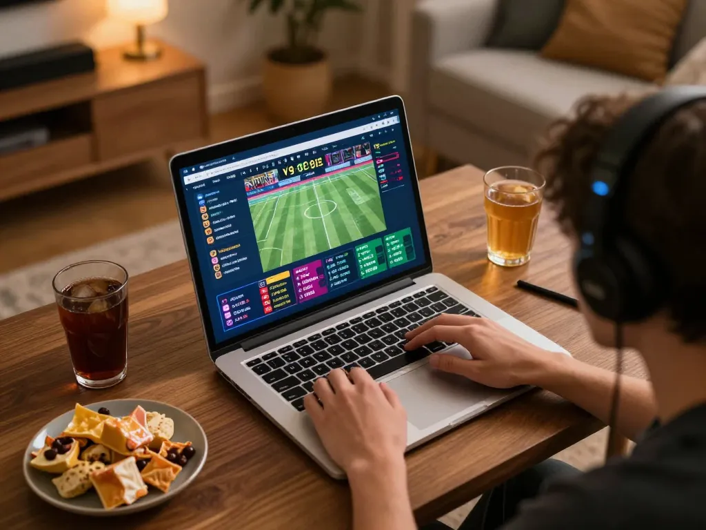 Experience sports betting excitement at https://lc88.it.com/ with a person engaging in live betting from a cozy home