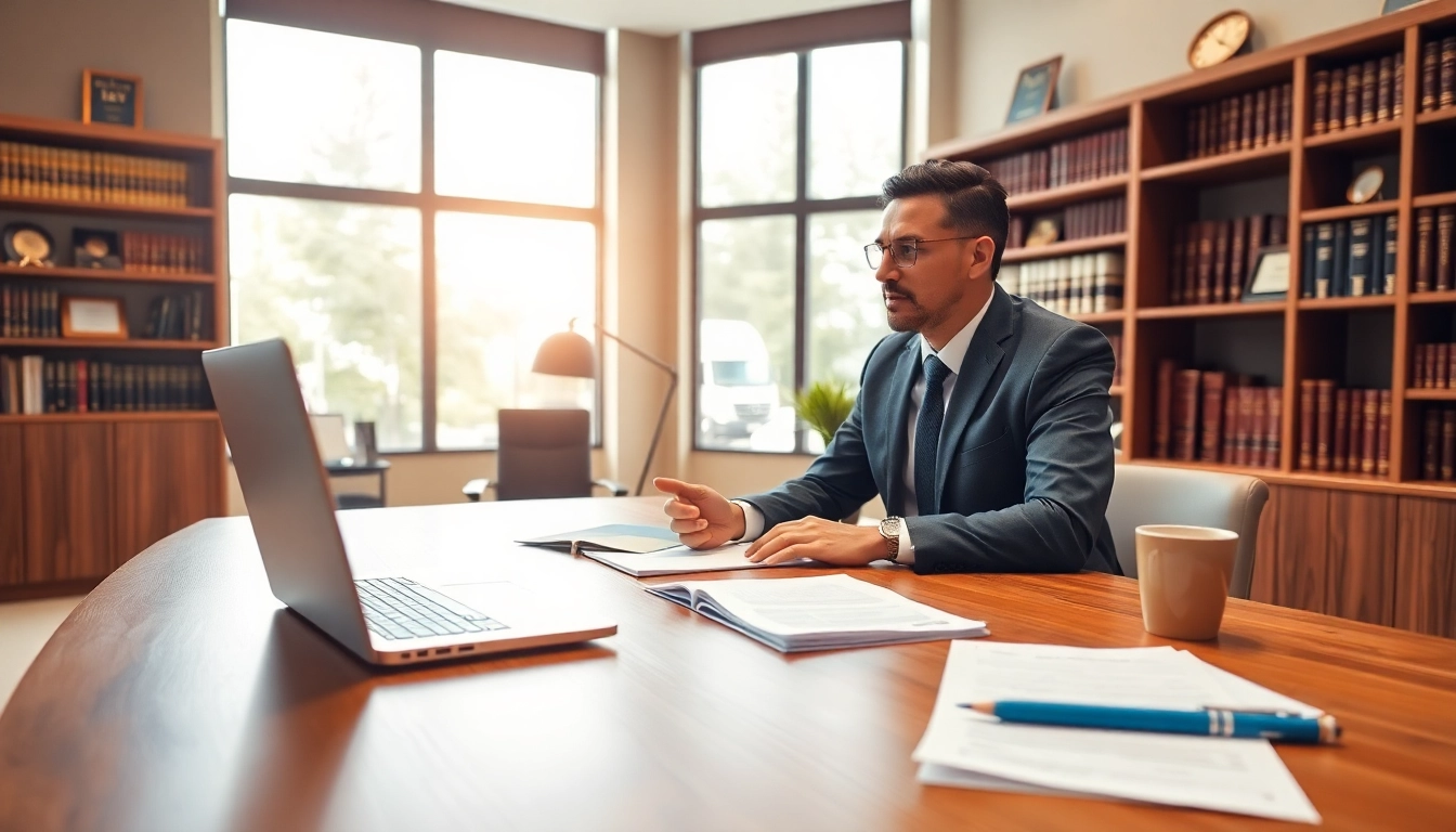 Clearwater truck accident lawyer assisting a client during a consultation in a professional office.