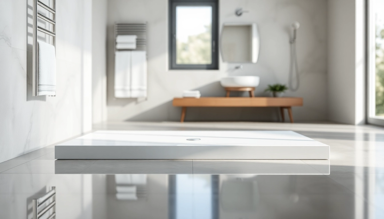 Featuring an elegant 800 x 800 shower base in a bright, modern bathroom.