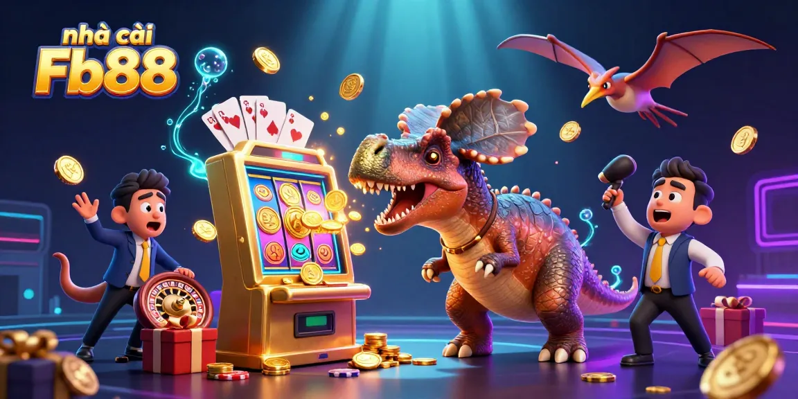 Experience the thrill at nhà cái Fb88 with a dynamic 3D illustration showcasing a jackpot win in a casino environment.