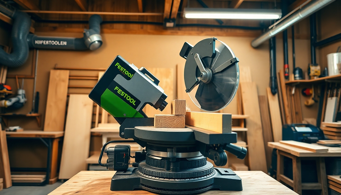Using the Festool compound miter saw to achieve accurate crosscuts and bevel cuts in woodworking projects.