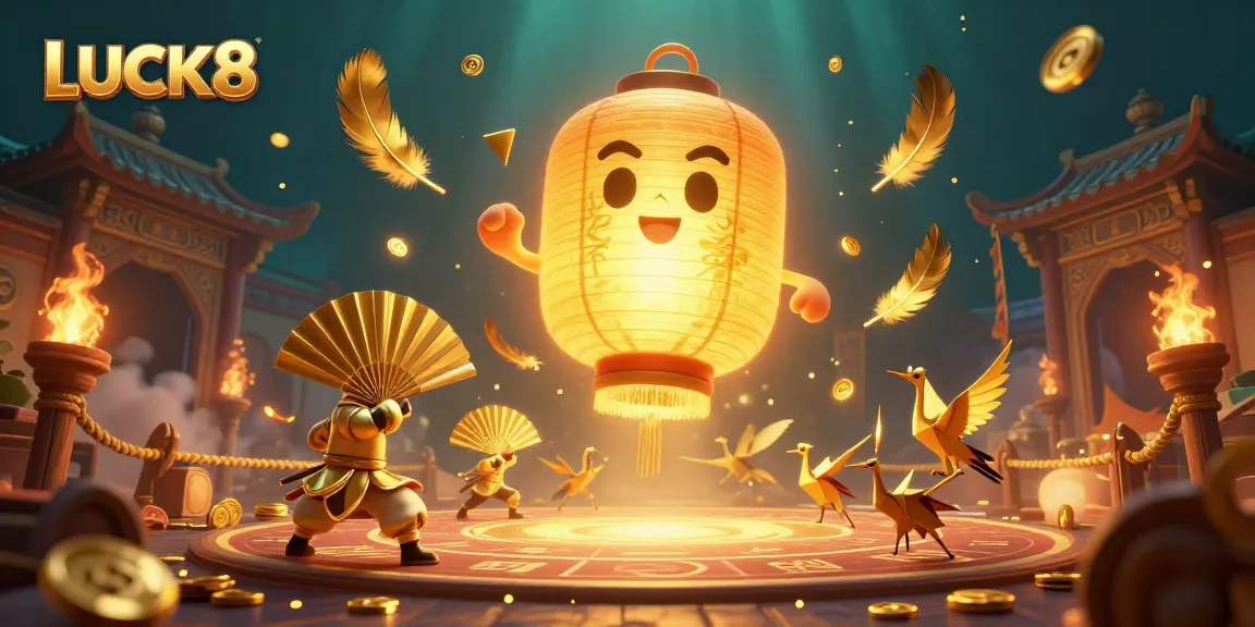 LUCK8 brings excitement to the casino world with a vibrant night market scene full of gold coins and lucky symbols.