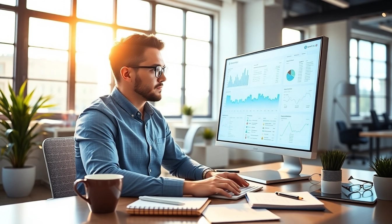 Boosting visibility and performance through Search Engine Optimization Clearwater strategies in a modern office.