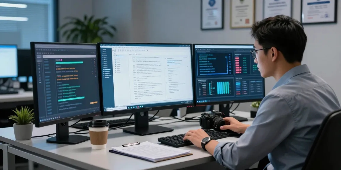 Document fraud detection analysis in a modern office with data software being reviewed by a security analyst