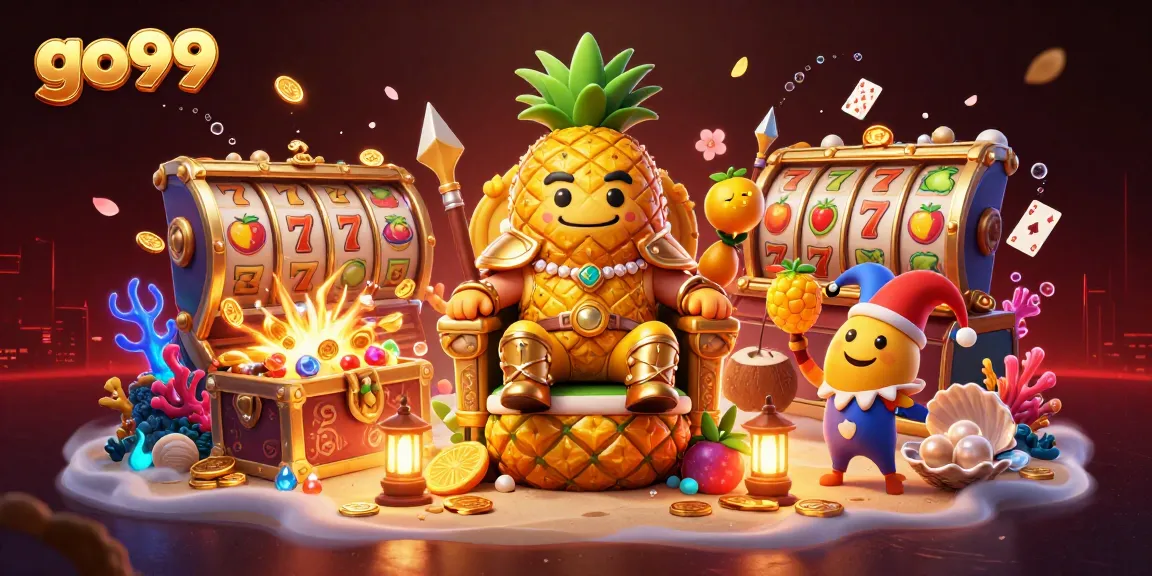 Experience thrilling games at go99 with a vibrant casino scene featuring characters and slot machines.