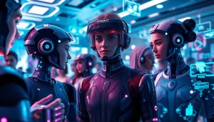 Engaging interactive characters in a digital landscape representing crush on ai.